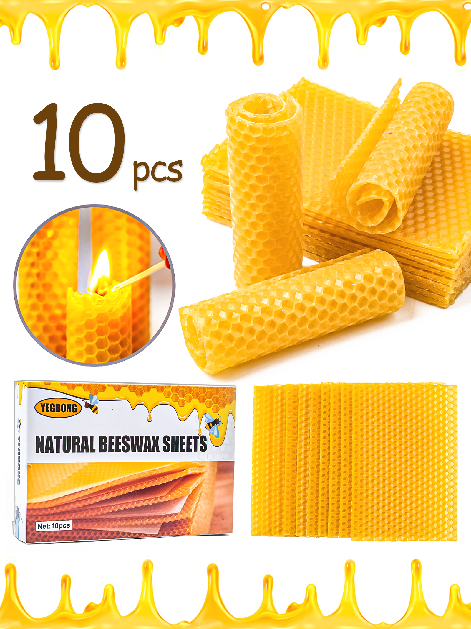10Pcs Natural Honeycomb Bee Wa - Candle Supplies To Make Candles review and price